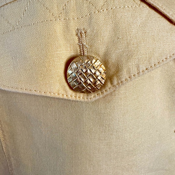 Escada by Margaretha Ley linen yellow short sleeve blazer w/belt Size 42 (US 12) - Picture 7 of 8